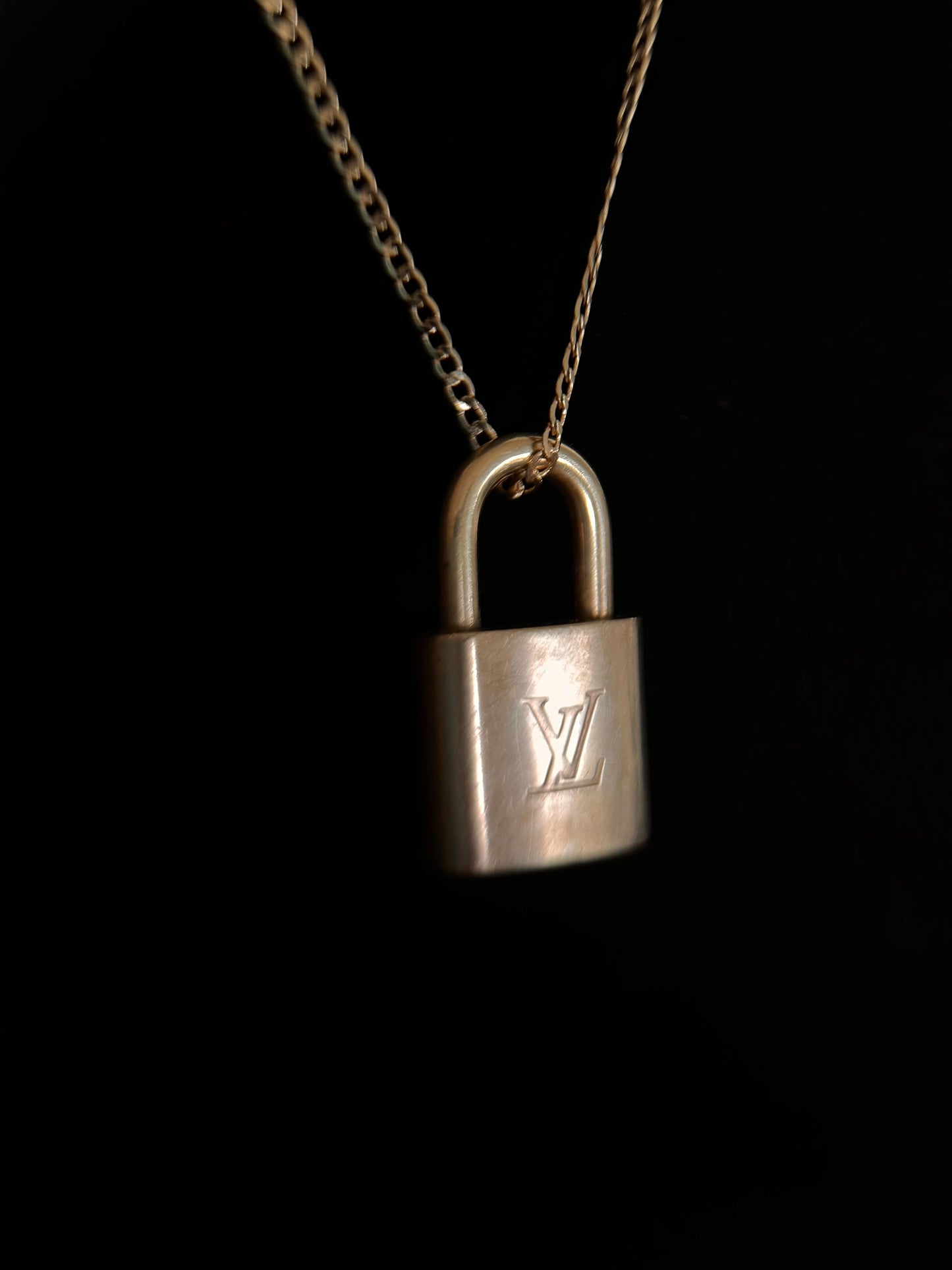 Padlock Necklace with 18k Gold Fine Curb Chain