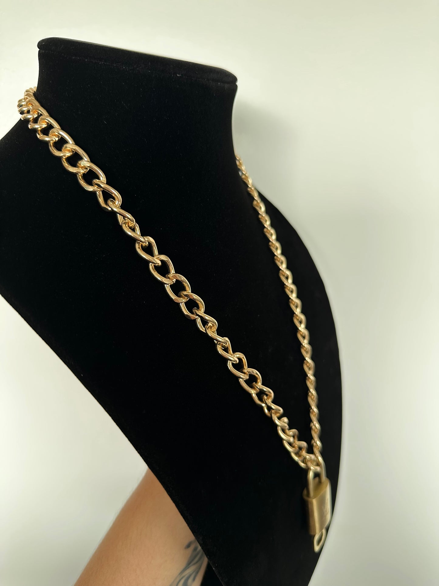 Padlock Necklace with Chunky Curb Chain