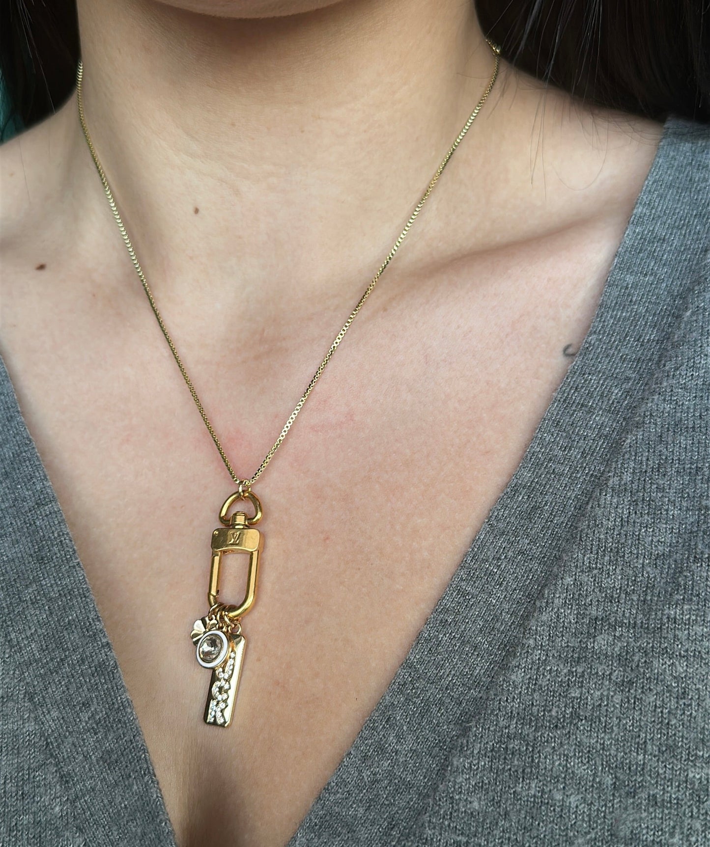 Authentic Repurposed Louis Vuitton Clasp Necklace