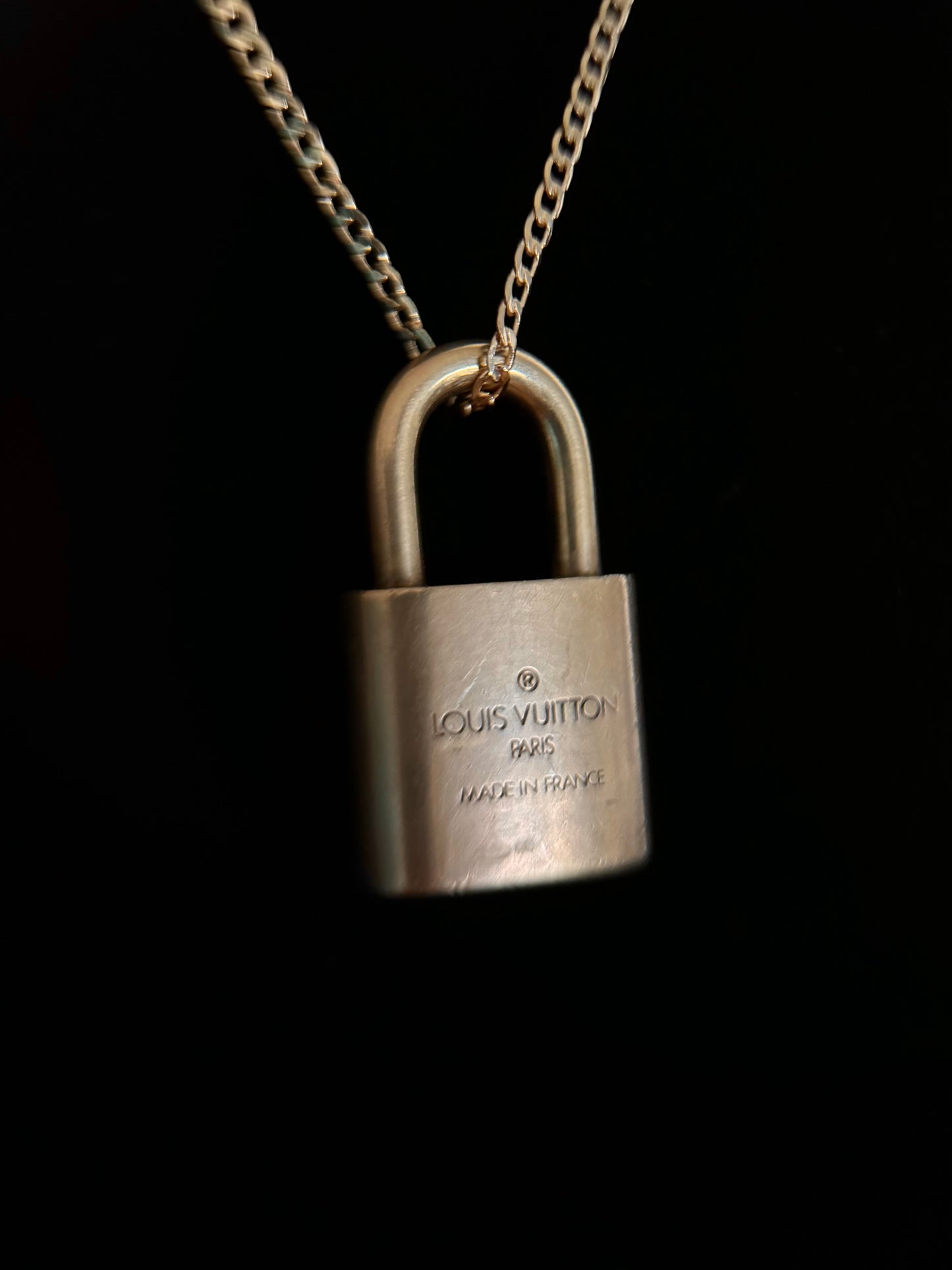 Padlock Necklace with 18k Gold Fine Curb Chain