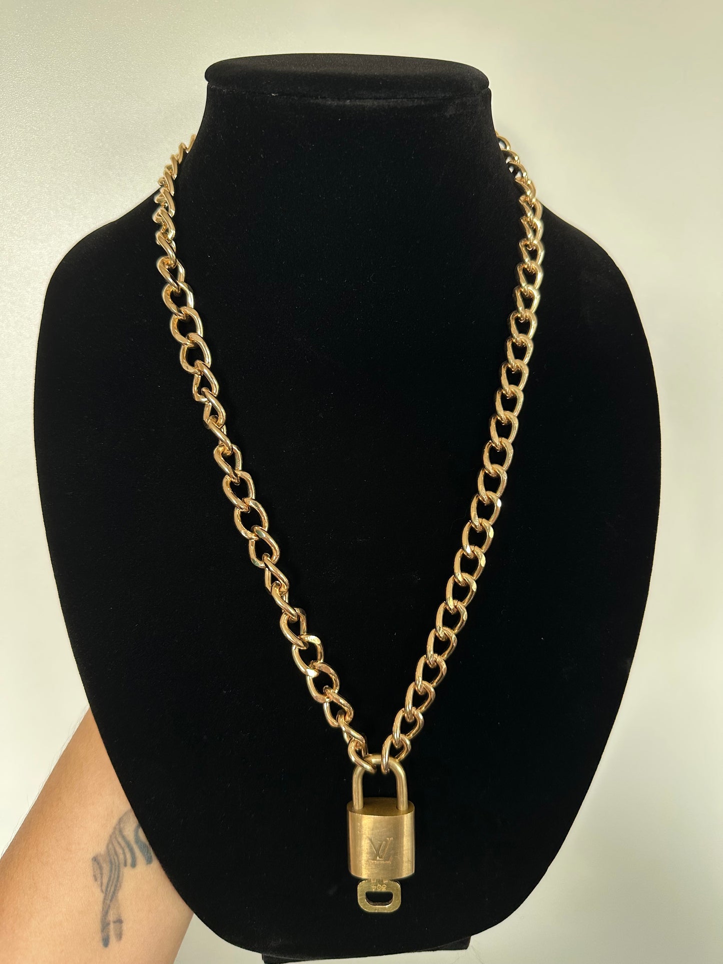 Padlock Necklace with Chunky Curb Chain