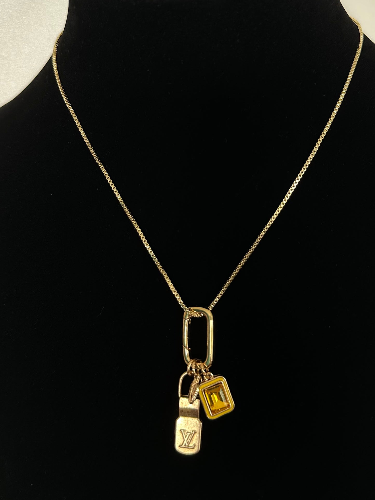 Tag Necklace with Charm Clip & 14K Gold Box Chain