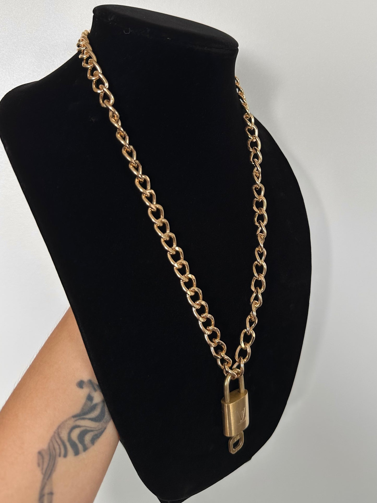 Padlock Necklace with Chunky Curb Chain