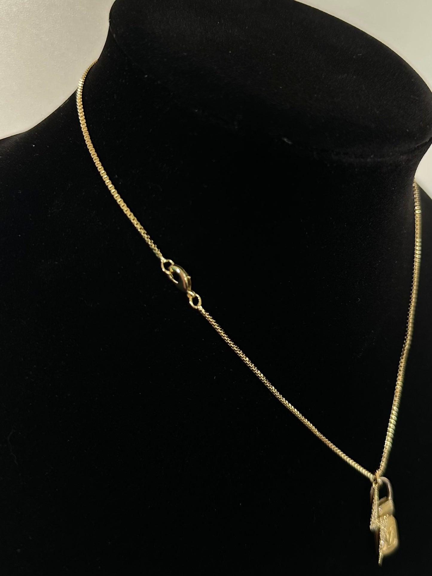 Tag Necklace with Lightning Bolt Charm & 14K Gold Box Chain