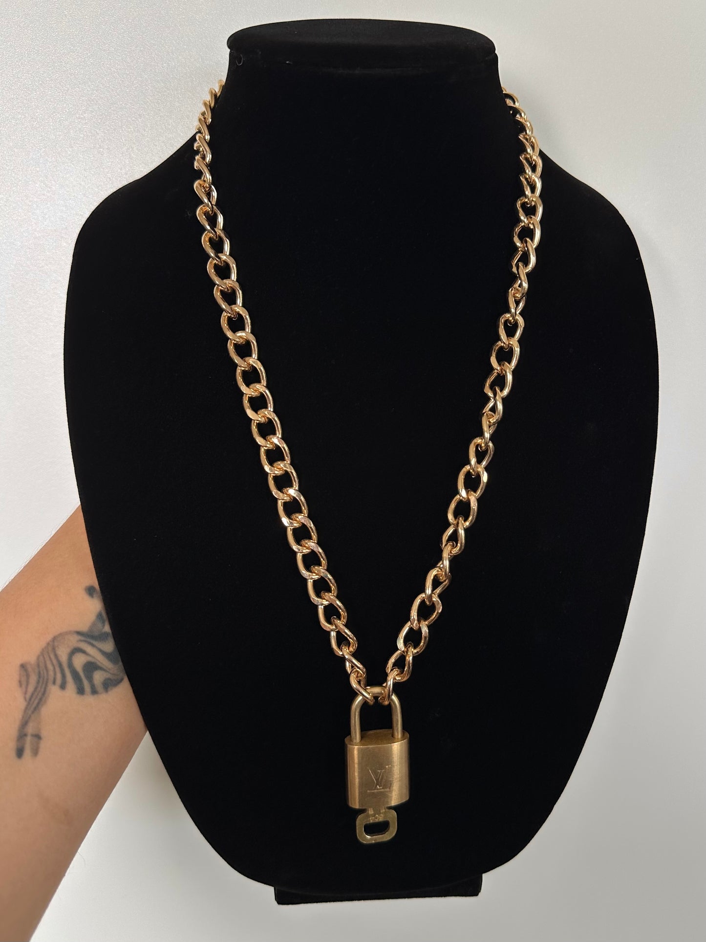Padlock Necklace with Chunky Curb Chain