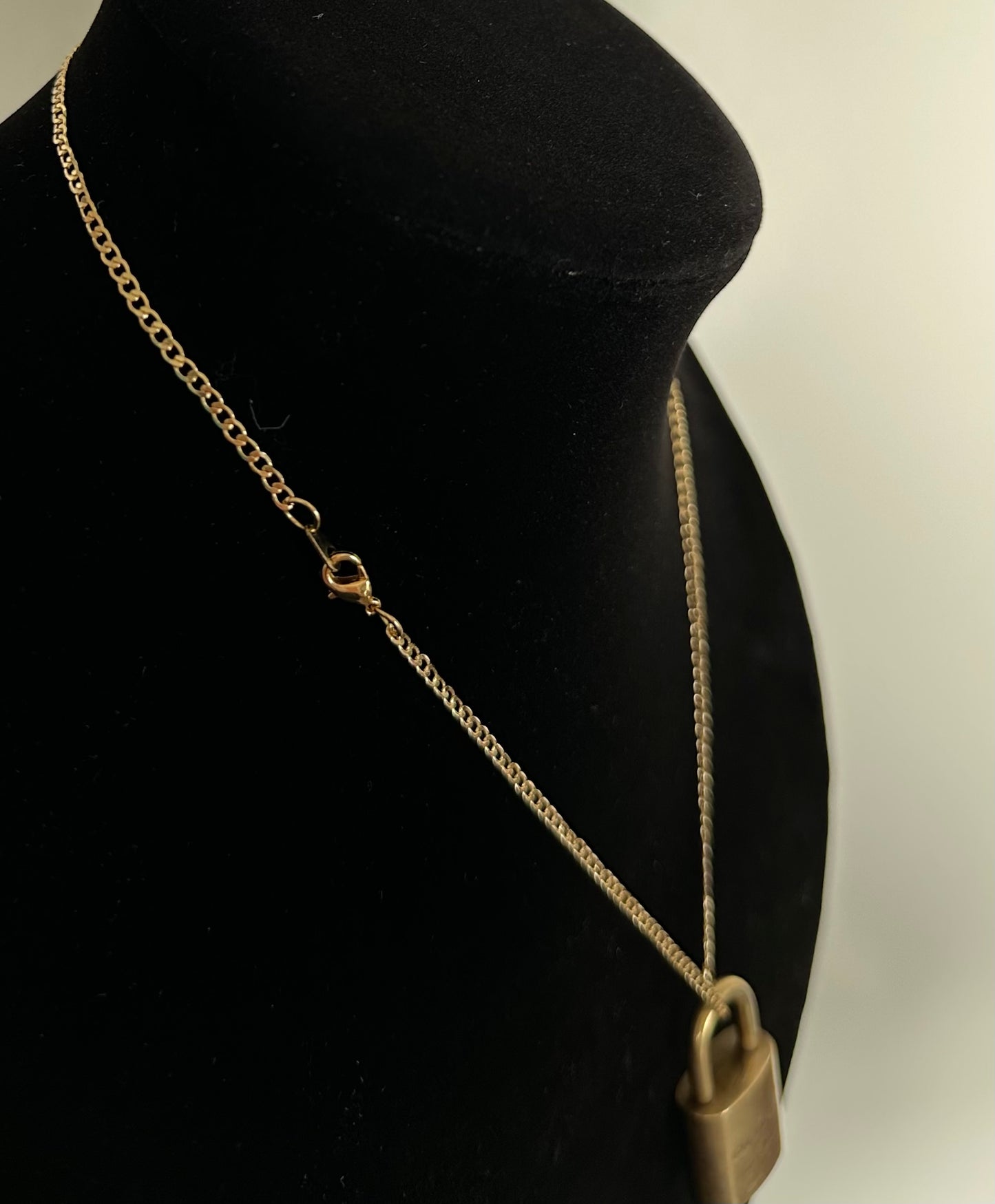 Padlock Necklace with 18k Gold Fine Curb Chain