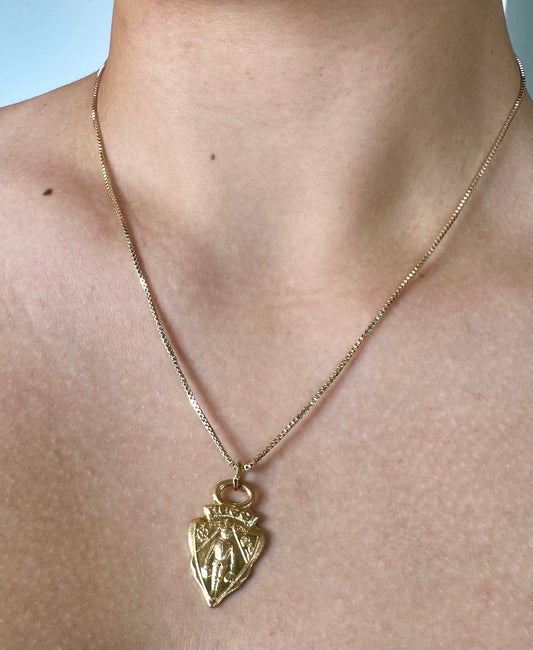 Gigi Coat of Arms Necklace with 18K Gold Box Chain