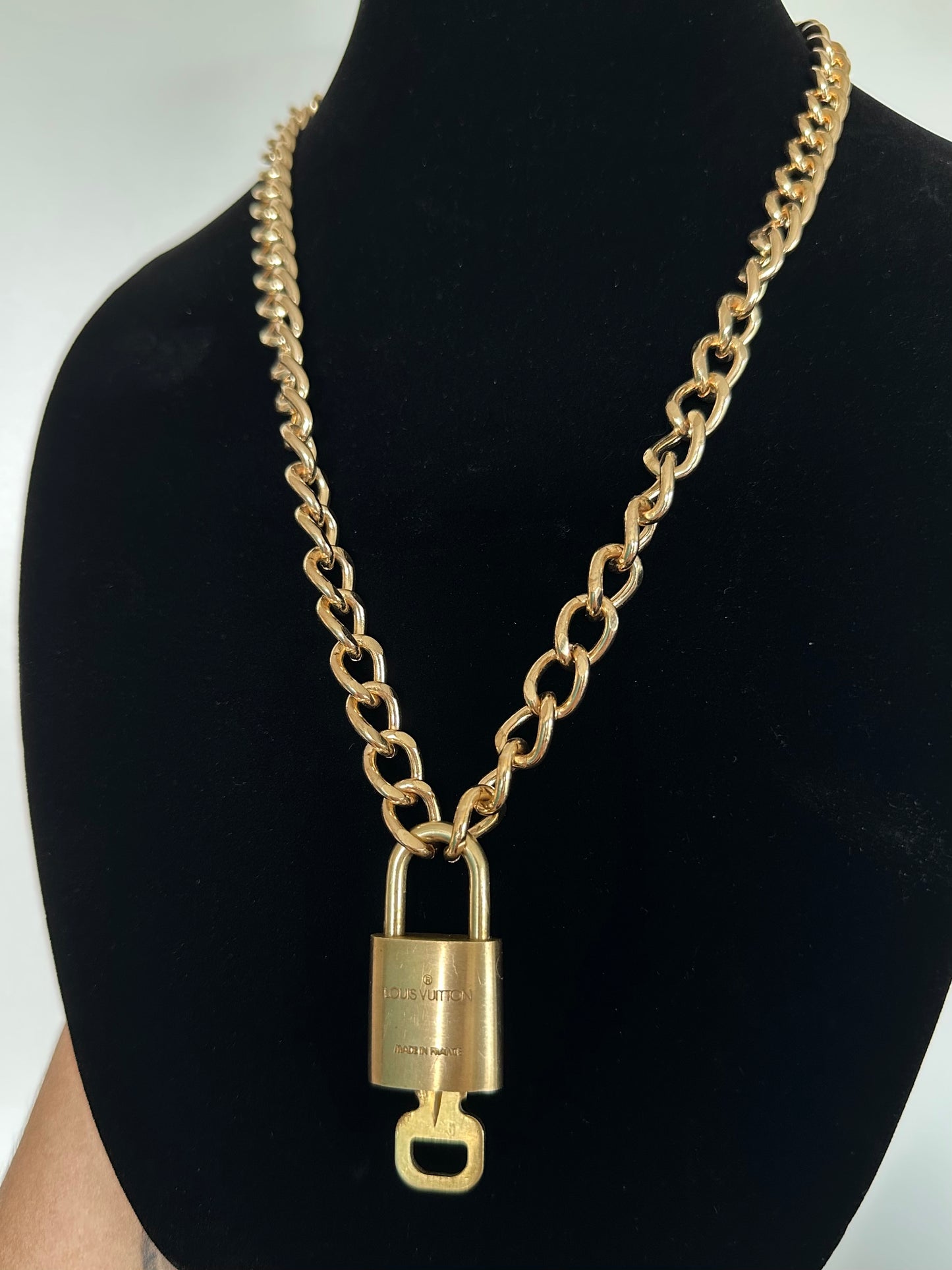 Padlock Necklace with Chunky Curb Chain