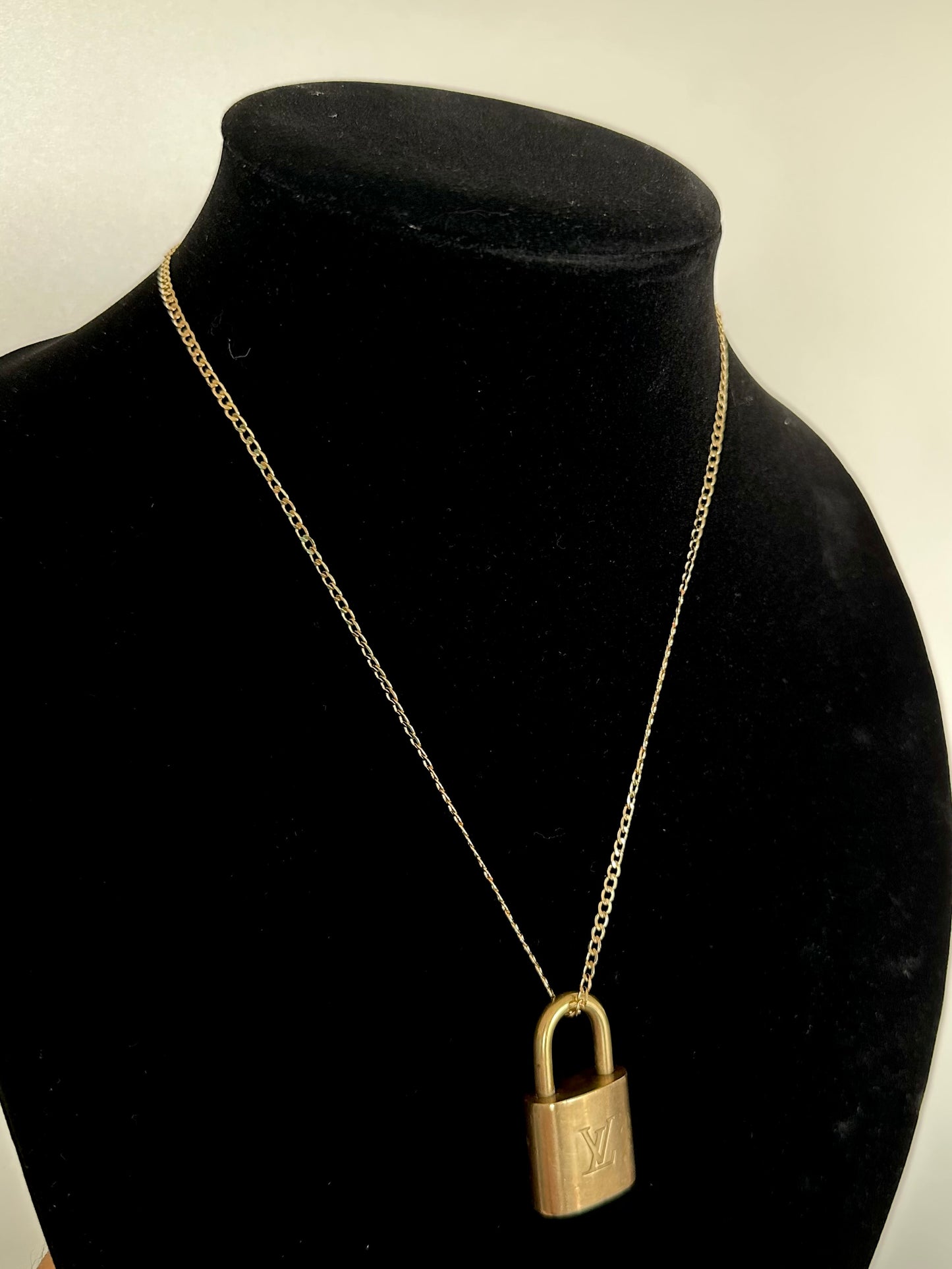 Padlock Necklace with 18k Gold Fine Curb Chain