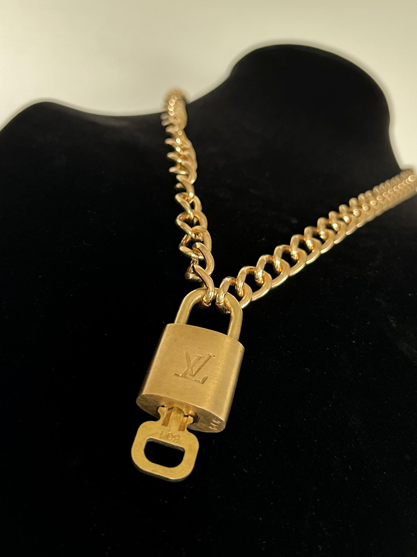 Padlock Necklace with Chunky Curb Chain