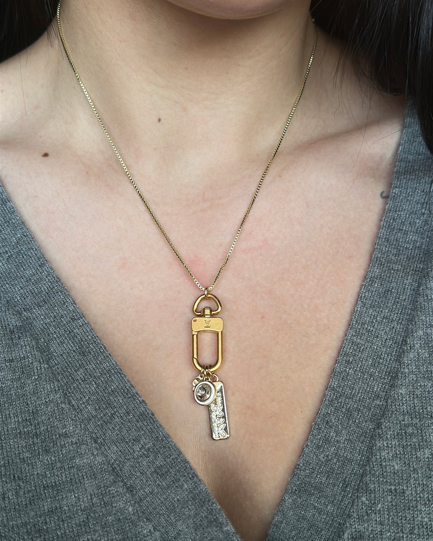 Authentic Repurposed Louis Vuitton Clasp Necklace